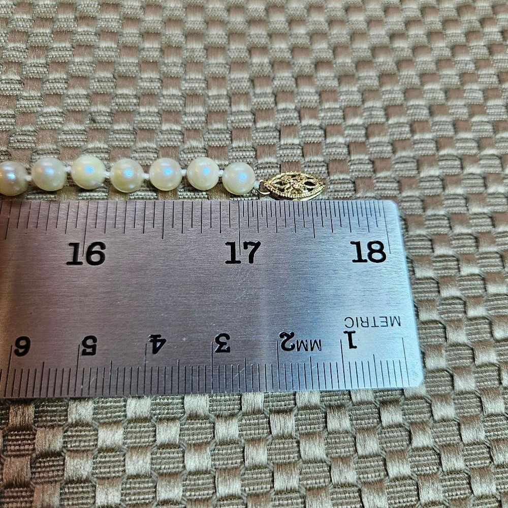 Akoya Pearls 14k Gold Clasp Knotted Single Strand Cream New In Box Vintage - Picture 7 of 9